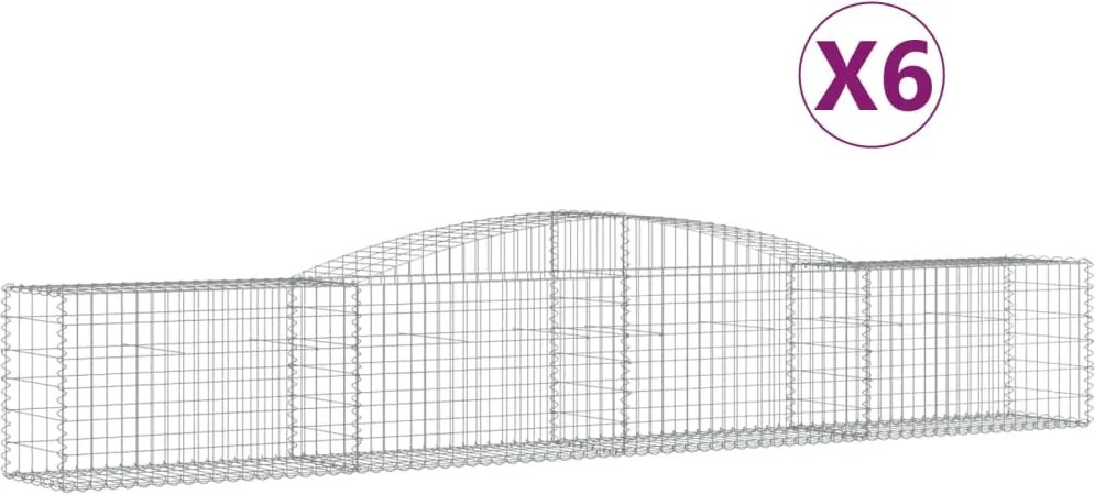 vidaXL Coșuri gabion arcuite 6 buc, 400x50x60/80 cm, fier galvanizat