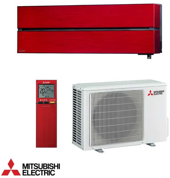 Aparat de aer conditionat inverter Mitsubishi Electric MSZ-LN25VGR + MUZ-LN25VG, 9000 BTU 20 m², A+++ / A+++, Wi-Fi, R-32, Rosu