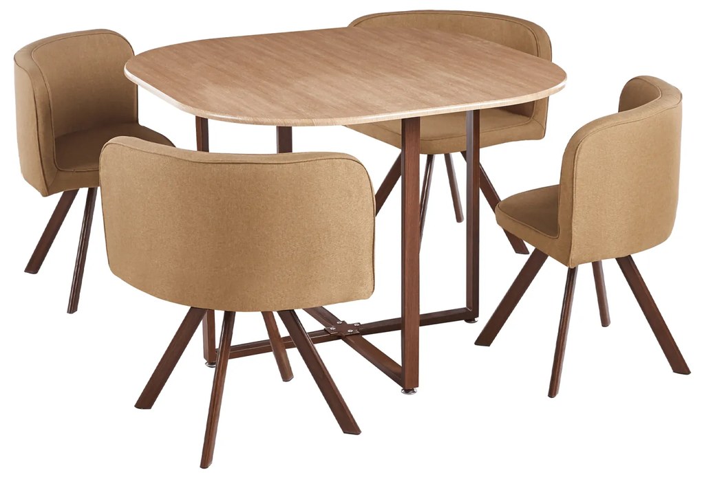 Set de mobilier dining 1+4, maro deschis natural, BEVIS NEW