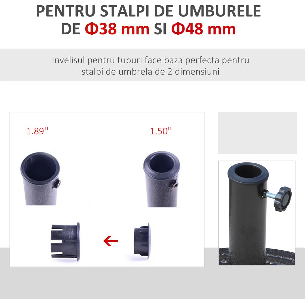 Outsunny Suport Umbrelă de Soare Rotund, Rășină Rezistentă, Maro, Design Elegant, Φ44x33cm | Aosom Romania