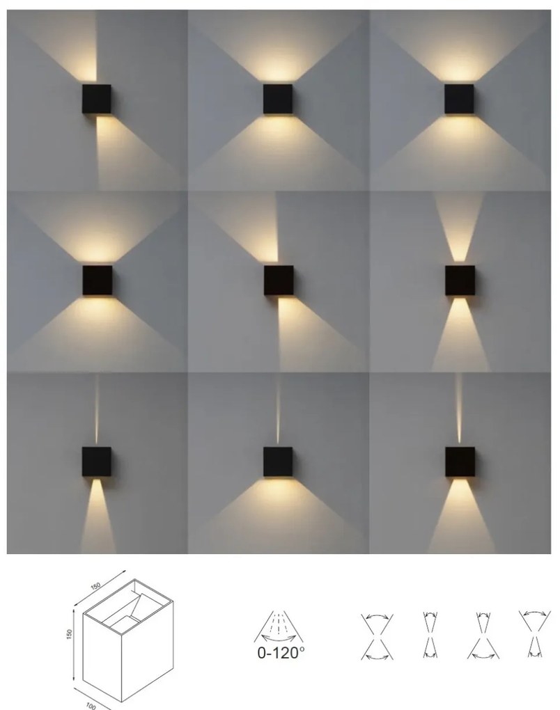Aplica LED de perete iluminat exterior ambiental IP65 DAVOS XL gri inchis