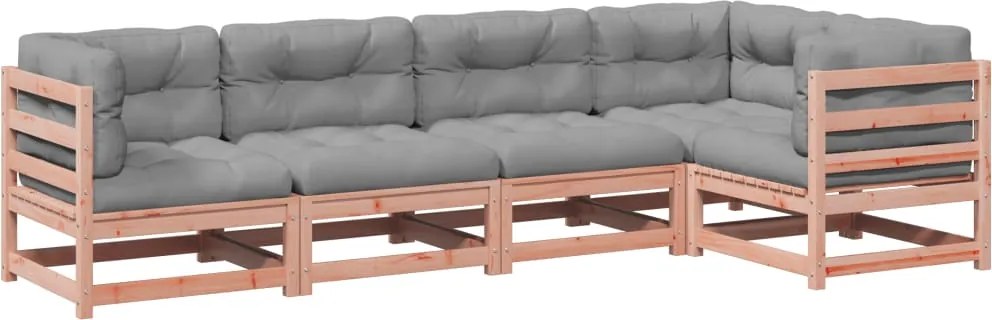 vidaXL Set canapele grădină cu perne, 5 piese, lemn masiv brad douglas