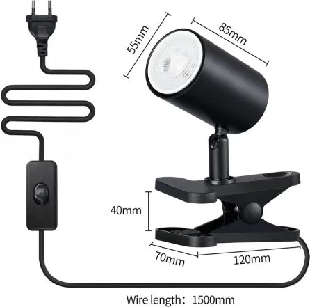 Immax 08291L - Lampă cu clemă PUNTO 1xGU10/9W/230V neagră