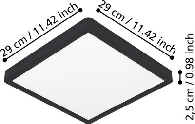 Eglo 901304-LED Plafonieră FUEVA LED/13W/230V 2700/4000/6500K 29x29cm neagră