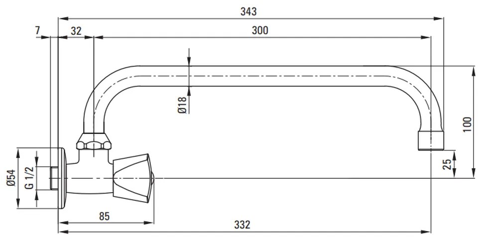 Baterie lavoar culoare crom, pentru apa rece sau mixata, pipa 300 mm, Deante