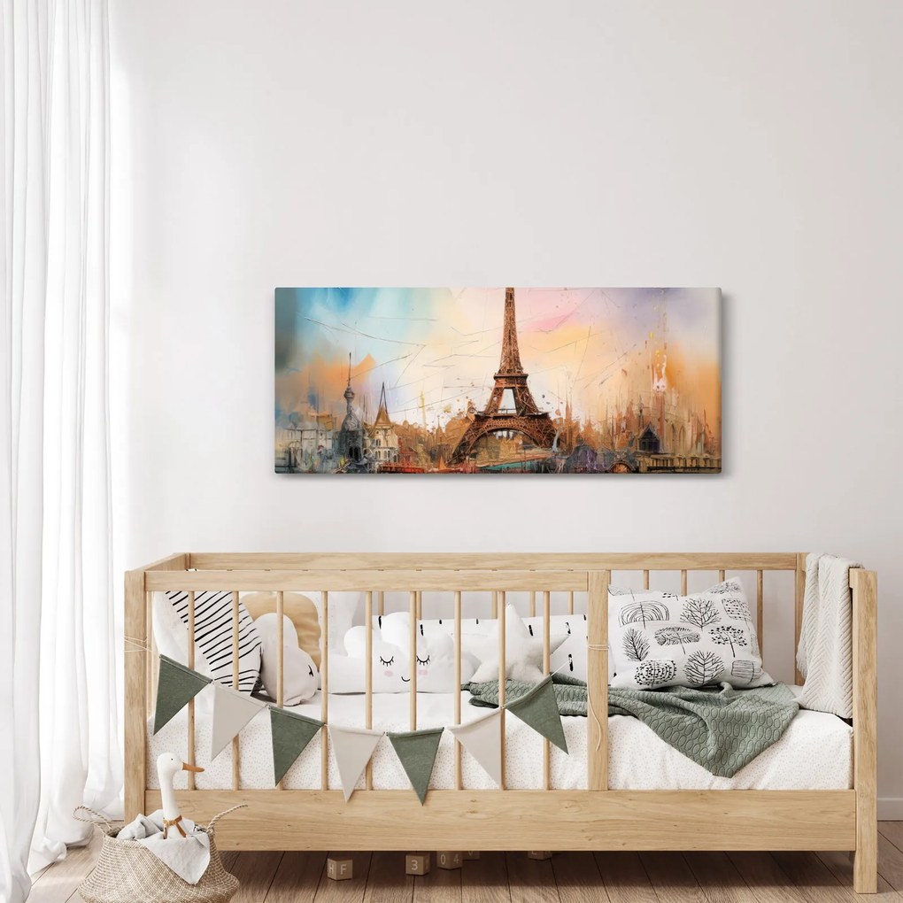 Tablou - Pictură a Turnului Eiffel (120x50 cm)