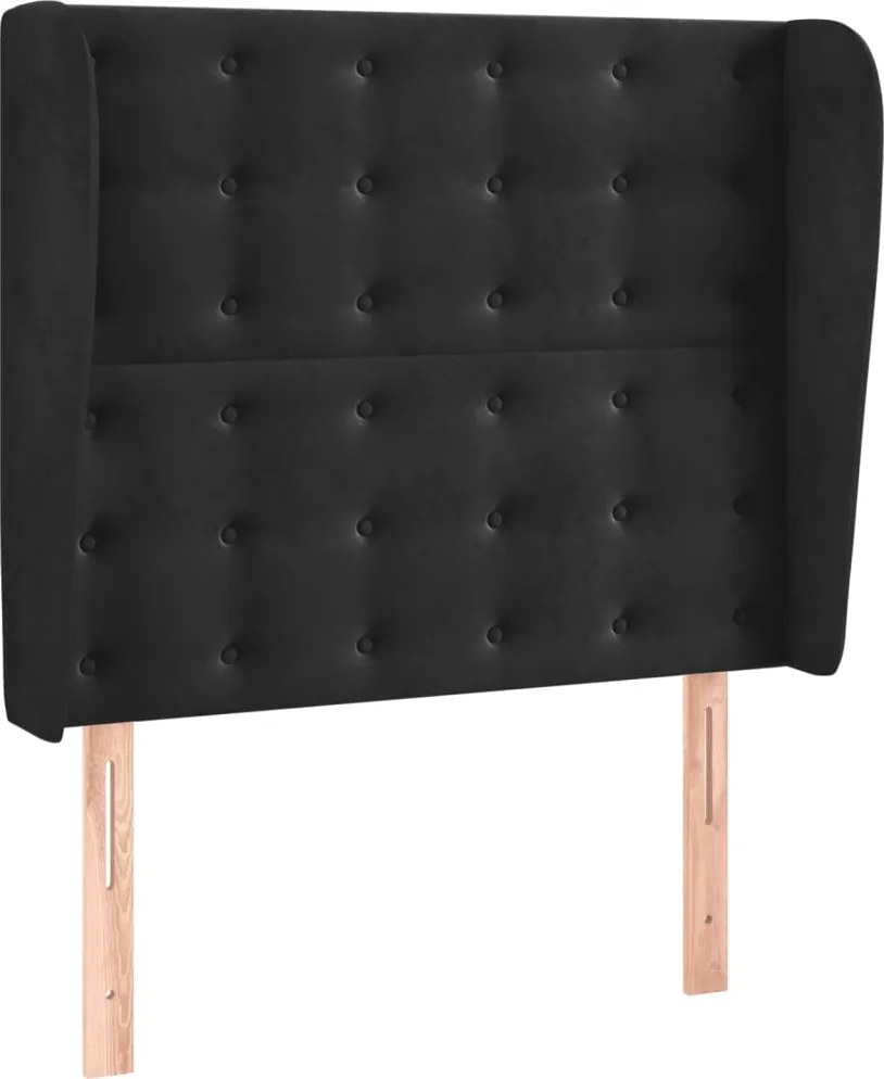 vidaXL Tăblie de pat cu aripioare, negru, 103x23x118/128 cm, catifea