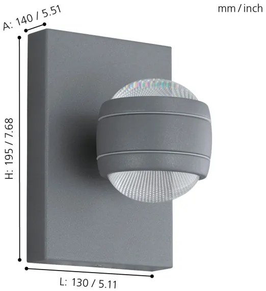 Aplică LED de exterior Eglo 94796 SESIMBA 2xLED/3,7W/230V IP44