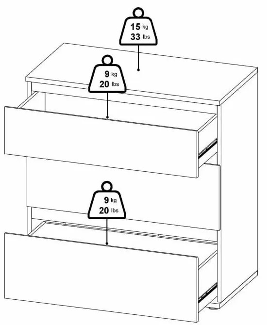 Comodă albă joasă 77x84 cm Nova – Tvilum