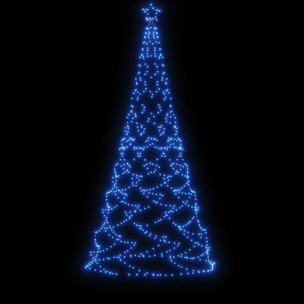 Pom de Craciun cu stalp de metal, 500 LED-uri, albastru, 3 m 1, Albastru, 300 cm, zigzag led style