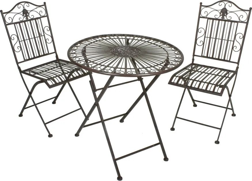 Set de dining pentru grădină maro închis din metal pentru 2 persoane – Garden Pleasure