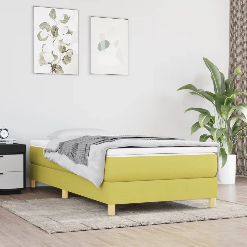 3120597 vidaXL Cadru de pat box spring, verde, 100x200 cm, textil
