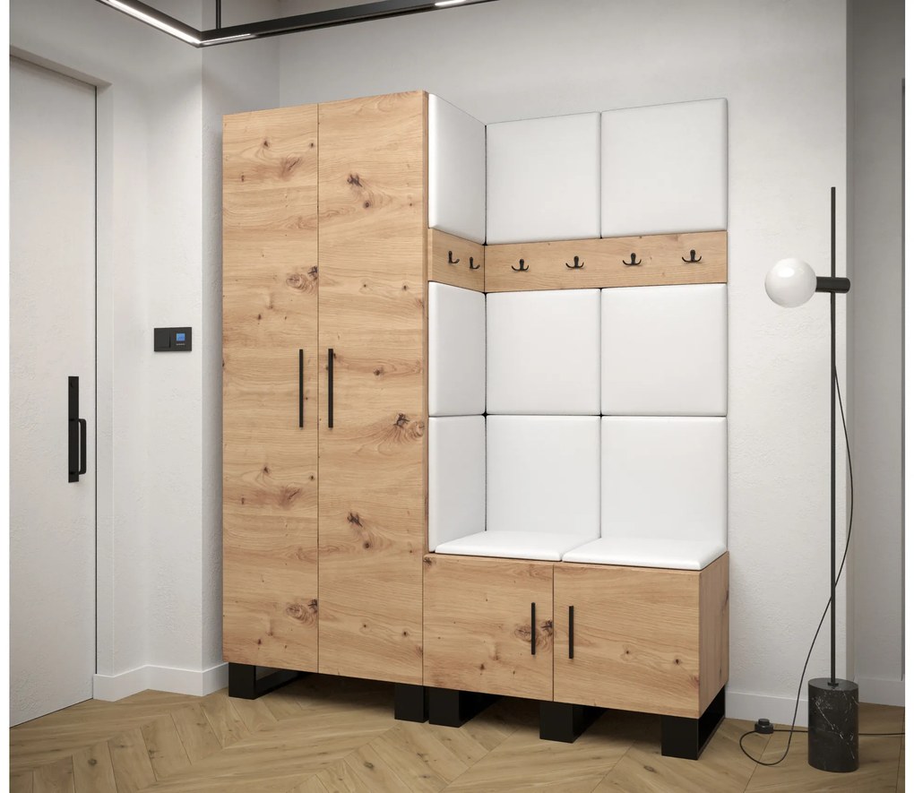 Set mobilier pentru hol Amanda 2 (Stejar artisan + Alb). 1085873