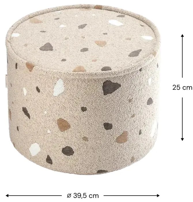 Puf de copii maro deschis cu tapițerie din țesătură bouclé/cu tapițerie din chenille Terrazzo – Wigiwama