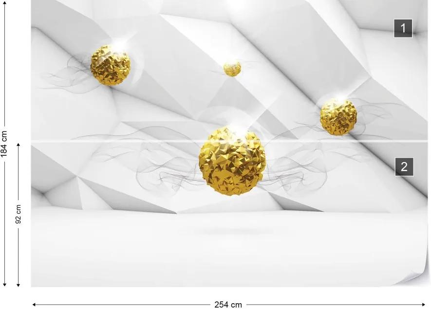 GLIX Fototapet - 3D Gold Balls Modern Design Vliesová tapeta  - 254x184 cm