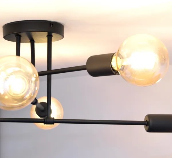 LED Lustră aplicată CAMBRIDGE 6xE27/8W/230V neagră