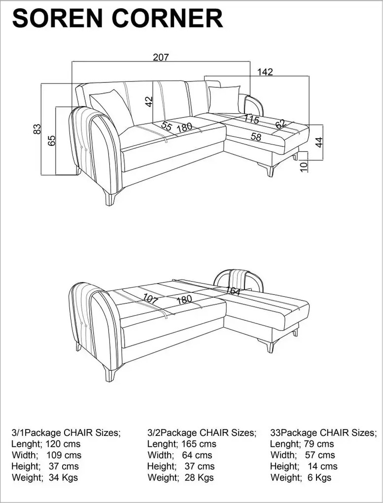 Coltar extensibil cu lada Soren Homs,gri