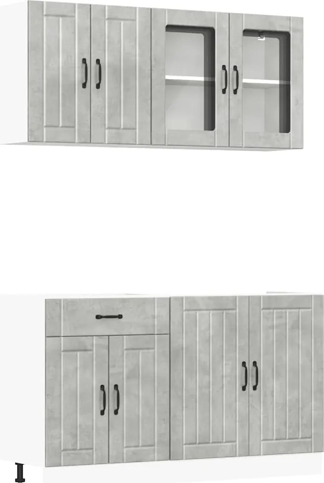 vidaXL Set dulapuri de bucătărie 4 piese „Lucca” gri beton Lemn