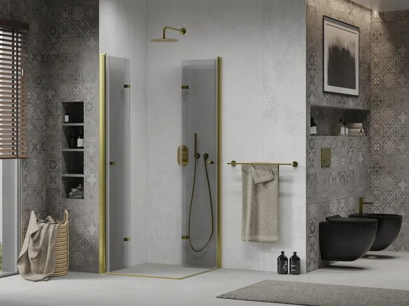 Mexen Lima Duo cabină de duș pliabilă 90 x 90 cm, transparent, auriu - 856-090-090-50-00-02