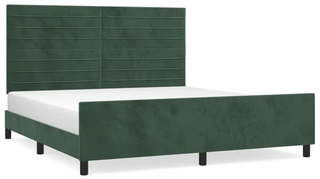 3125833 vidaXL Cadru de pat cu tăblie, verde închis, 180x200 cm, catifea