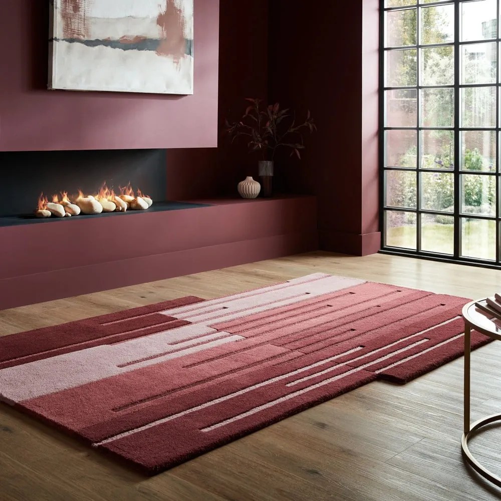 Covor burgundy țesut manual din lână 120x180 cm Split Ombre Shaped – Flair Rugs