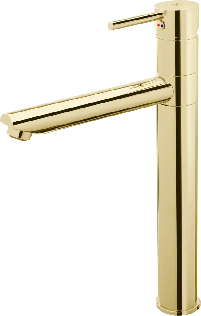 Baterie pentru lavoar cu ventil click-clack inclus, auriu, FDesign Flusso Auriu lucios