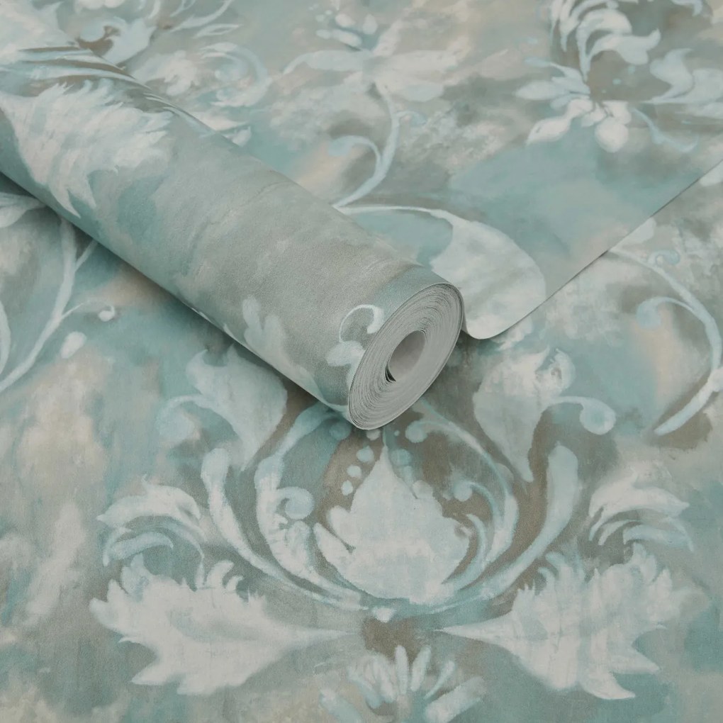 Tapet Ornamenta, Aqua Green Luxury Damask, 1838 Wallcoverings, 5.3mp / rola