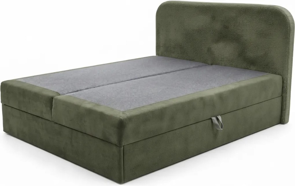 Pat tapițat boxspring FORENA 160x200 cm verde inchis Saltea: Saltea cu arcuri Bonell