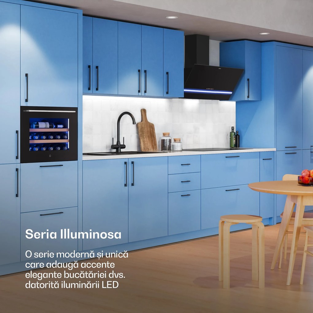 Klarstein Hota înclinată Illuminosa | Mod de evacuare și recirculare | Design minimalist | 818 m³/h | 90 cm