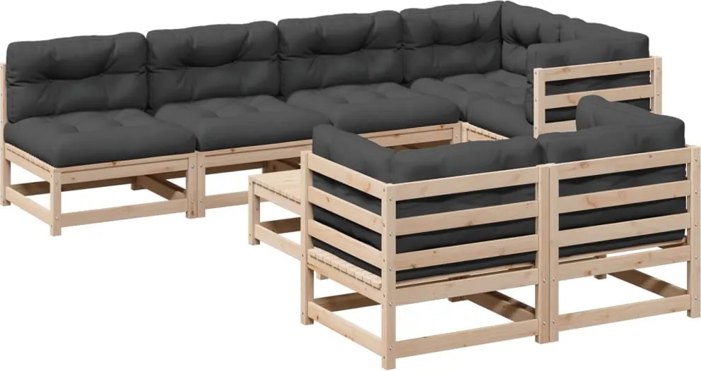 vidaXL Set canapea de grădină cu perne, 8 piese, lemn masiv de pin