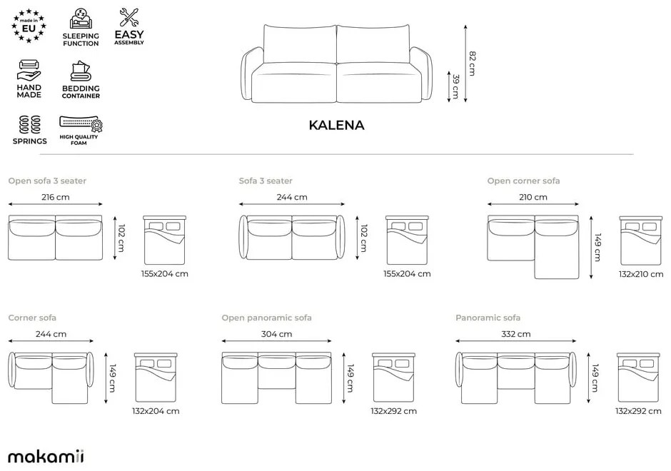 Canapea portocalie extensibilă/cu spațiu de depozitare 216 cm Kalena – Makamii