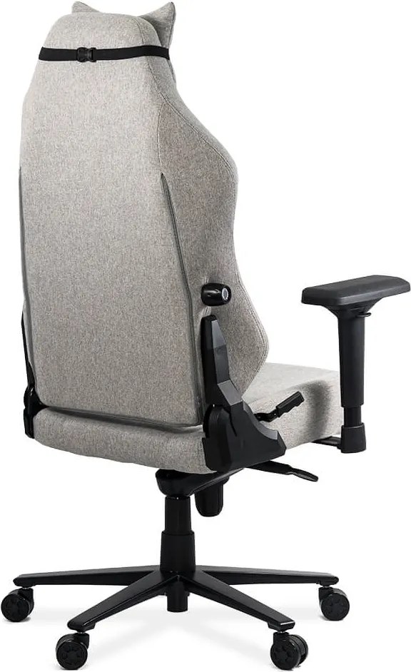 Scaun gaming gri din stofa cu cotiere 4D, durabil OFF 297