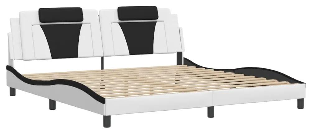 3208123 vidaXL Cadru de pat cu tăblie alb și negru 200x200cm piele artificială
