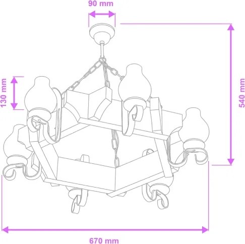 Brilagi - Candelabru suspendat cu lanț QUEEN 6xE14/40W/230V fag/crem