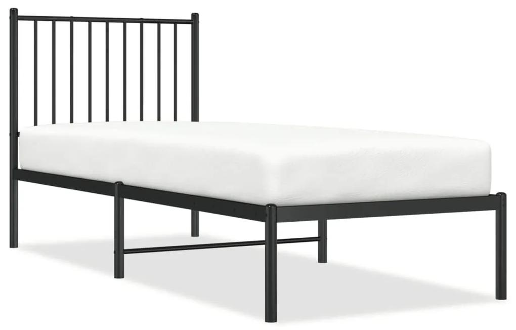 350855 vidaXL Cadru de pat metalic cu tăblie, negru, 80x200 cm