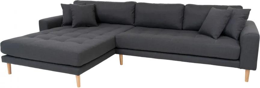 Canapea cu colt gri inchis din poliester 290 cm Lido Left House Nordic
