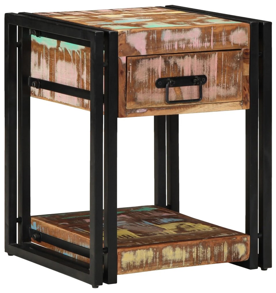 vidaXL Dulap de noapte Multicolour 40 x 40 x 50 cm Lemn masiv reciclat