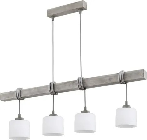 Brilagi - Lustră pe cablu WOOD GLASS 4xE27/60W/230V pin/gri/alb