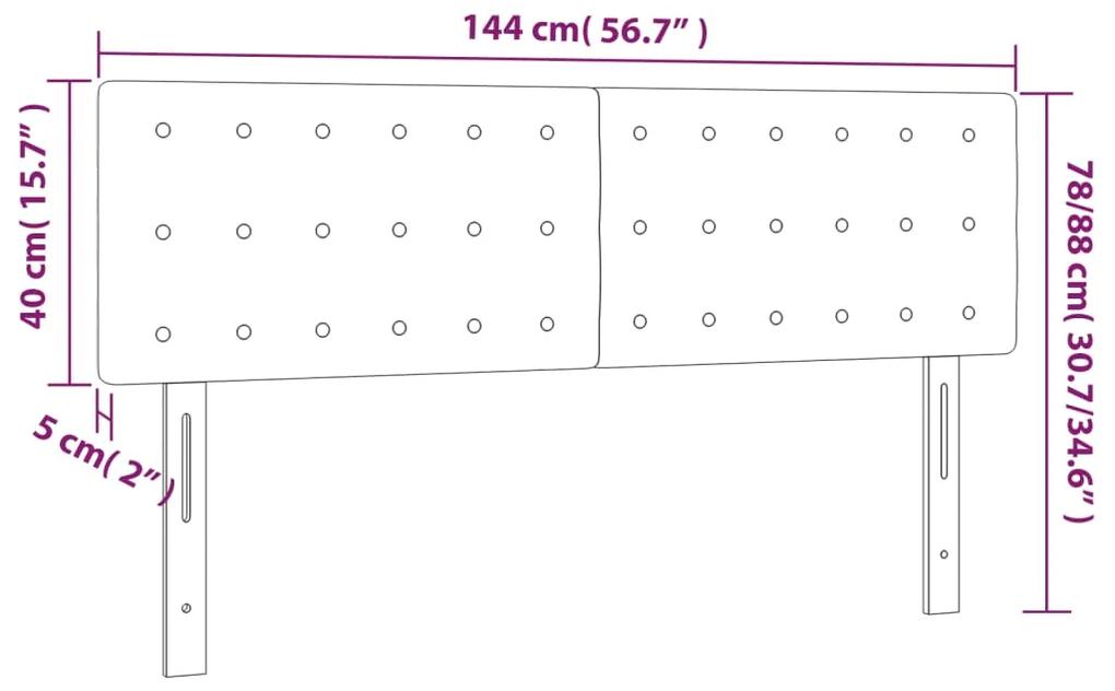Tablie de pat cu LED, gri taupe, 144x5x78 88 cm, textil 1, Gri taupe, 144 x 5 x 78 88 cm