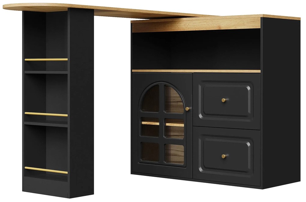 Dulap sideboard rotativ 360°, Negru | Aosom Romania