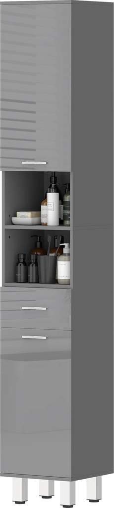 kleankin Dulap de baie, comodă pentru baie, cu rafturi și sertar, reglabil, Gri | Aosom Romania