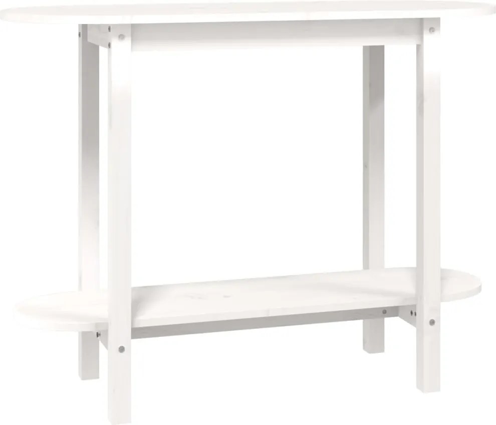 vidaXL Masă consolă, alb, 110x40x80 cm, lemn masiv de pin
