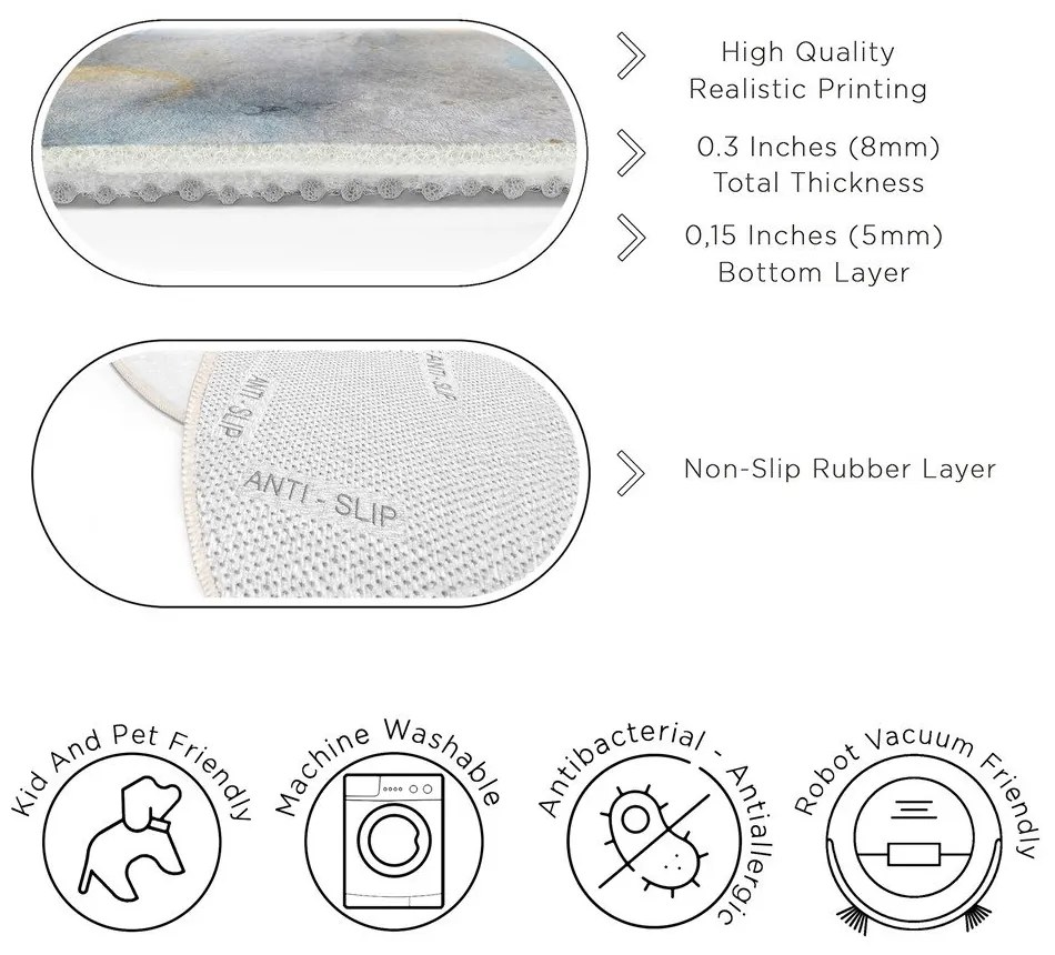 Covor albastru/gri lavabil rotund ø 100 cm Golden Lilly – Mila Home