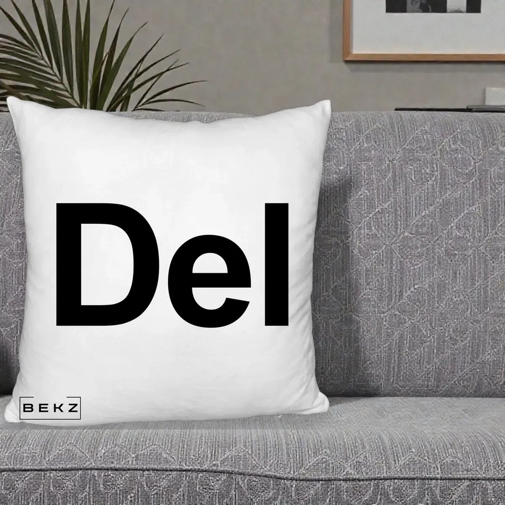 Perna Personalizata Tasta Del Tipografie Bold, 40x40 cm, Alb Pufos, Husa Detasabila, Perna Inclusa, BEKZ®