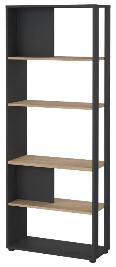 Bibliotecă gri antracit/cu aspect de lemn de stejar 80x205 cm Sign – Tvilum