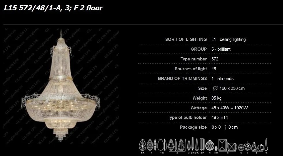 Lustra Imperial cristal Bohemia L15 572/48/1-A, 3; F 2 floor