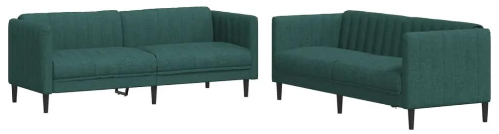 3209242 vidaXL Set canapele, 2 piese, verde închis, material textil