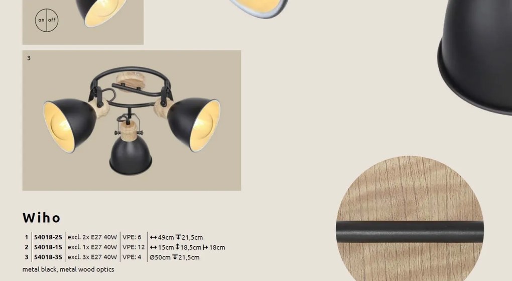 Aplica metal stil industrial WIHO negru/maro