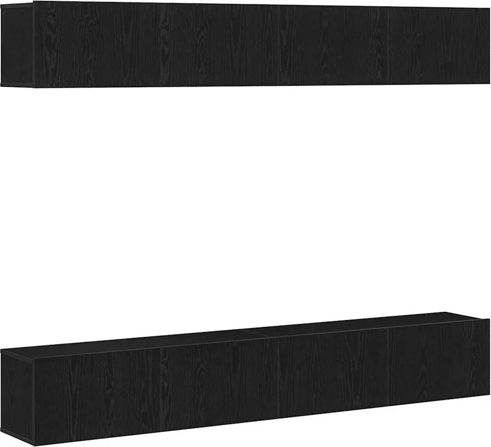 vidaXL Set comodă TV 4 pcs Stejar Negru 100 x 30 x 30 cm Lemn compozit