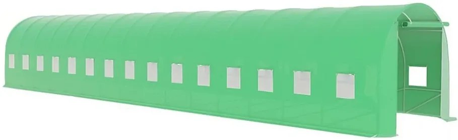 Solar de grădină, 4x15 m, 60 m², cadru din oțel, țeavă galvanizată, folie PE armată, 30 ferestre rulante, rezistent la UV, impermeabil, Verde, GH415,